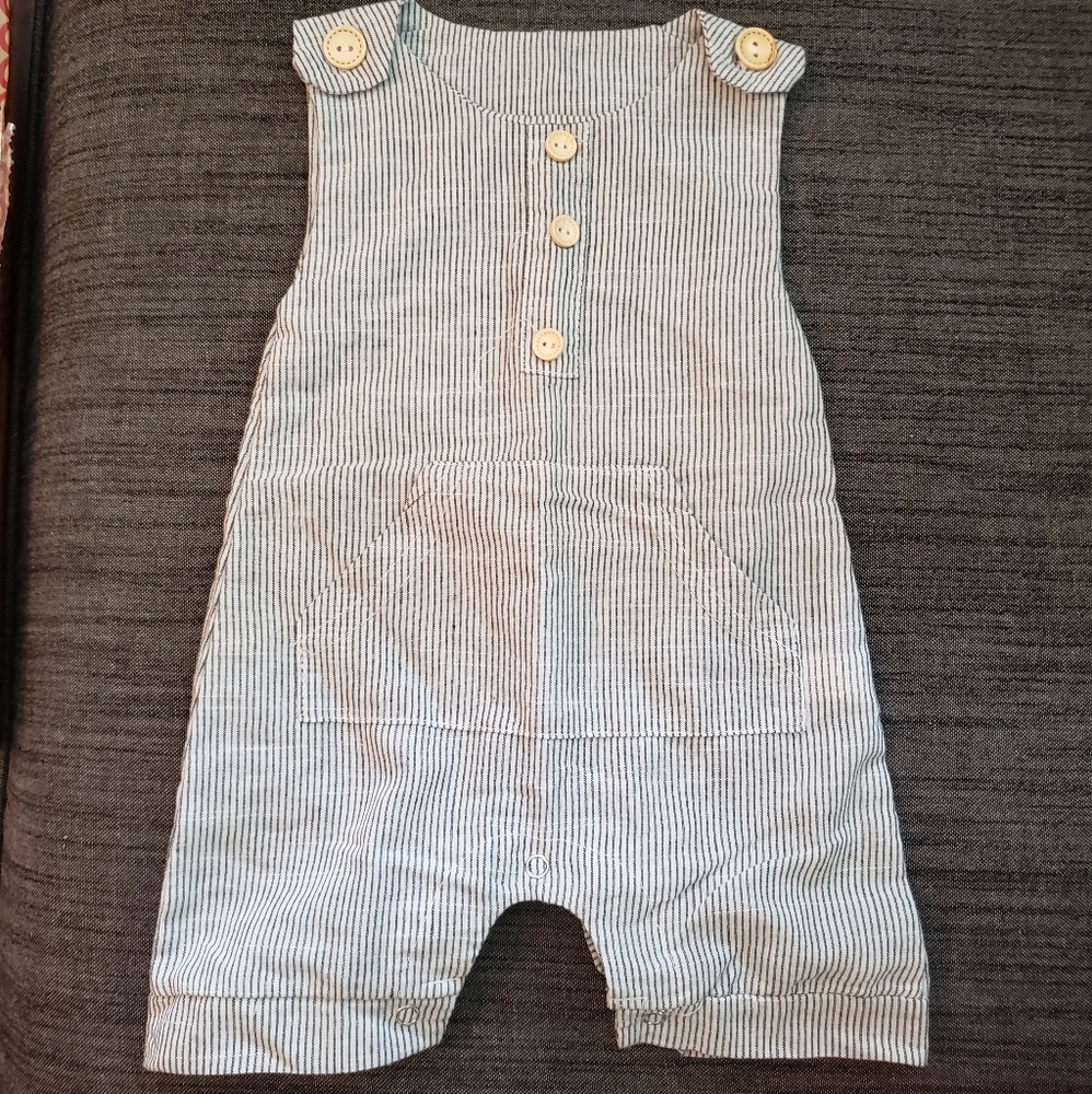 Striped overall romper